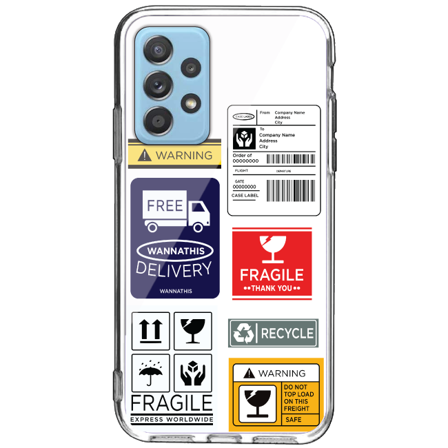 Caution Labels - Clear Printed Case For Samsung Models